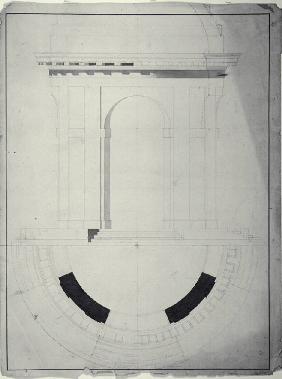 Pianta e prospetto di padiglione rotondo (disegno) di Amati, Carlo (fine sec. XVIII)