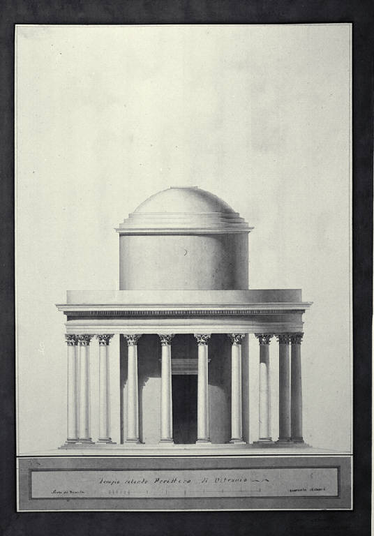Prospetto del tempio rotondo periptero di Vitruvio (disegno) di Amati, Carlo (sec. XIX)