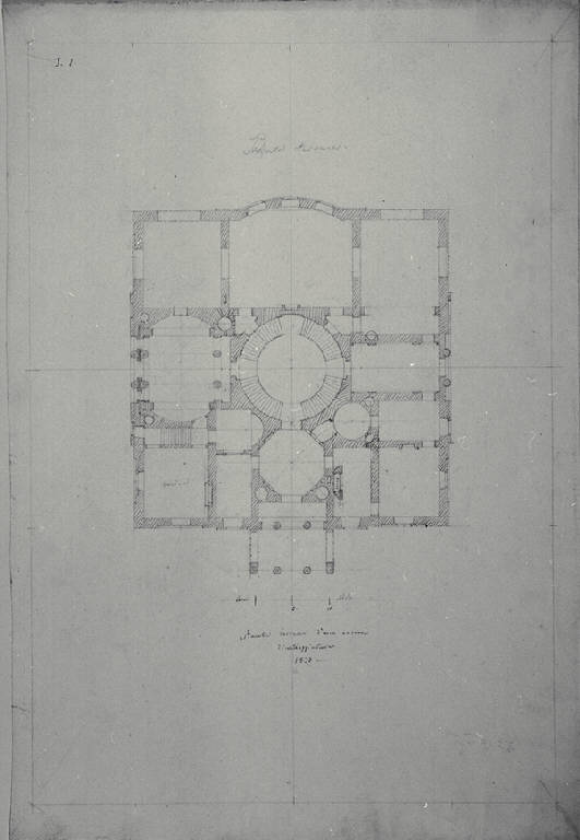 Pianta del piano terreno di un casino di villeggiatura (disegno) di Amati, Marco (sec. XIX)