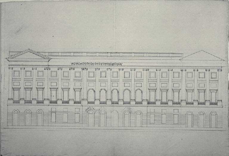 Prospetto della Villa Belgioioso a Milano (disegno) di Pollach, Leopoldo (scuola) (fine sec. XVIII)