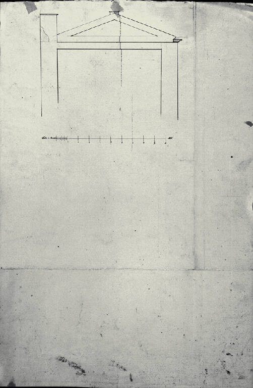 Prospetto dell'ultimo piano di edicola a pianta semiottagonale e a tre piani per la Casa di Carlo Amati a Milano (già Contrada della Spiga 788) (disegno) di Amati, Carlo (sec. XIX)