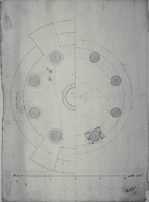 Pianta di padiglione per il giardino di Villa già Martini a Crema (disegno) di Amati, Carlo (sec. XIX)
