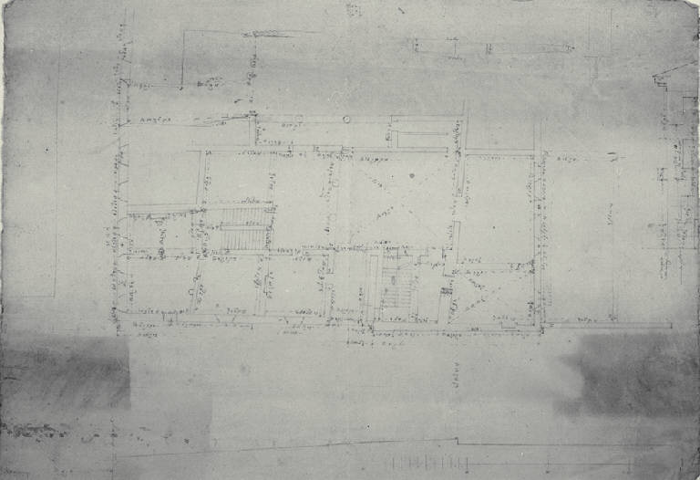 Pianta e sezione della Casa Branca a Milano (già Ponte di S. Andrea 803) (disegno) di Amati, Carlo (sec. XIX)