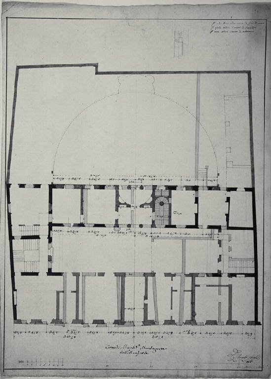 Pianta di Casa Mantegazza a Milano (già Contrada Monforte 275) (disegno) di Amati, Carlo (sec. XIX)