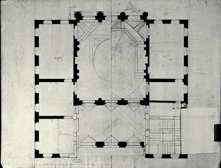 Pianta di villa a due piani (disegno) di Amati, Carlo (fine sec. XVIII)