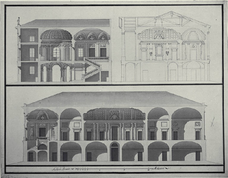 Sezioni di un palazzo (disegno) di Amati, Carlo (fine sec. XVIII)