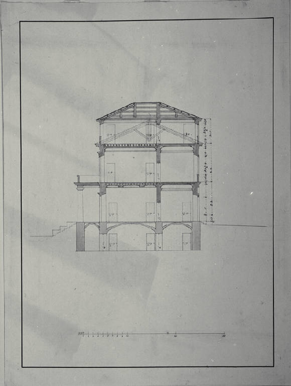 Sezione trasversale della Villa Casnati a Casnate (disegno) di Amati, Carlo (sec. XIX)