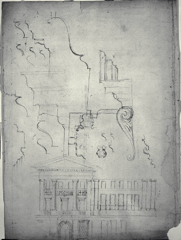 Prospetto del Palazzo Serbelloni sul corso di Porta Orientale a Milano (disegno) di Cantoni, Simone (fine sec. XVIII)
