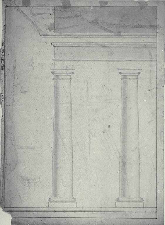 Prospetto di intercolunnio con architrave di ordine dorico (disegno) di Cantoni, Simone ((?)) (fine sec. XVIII)