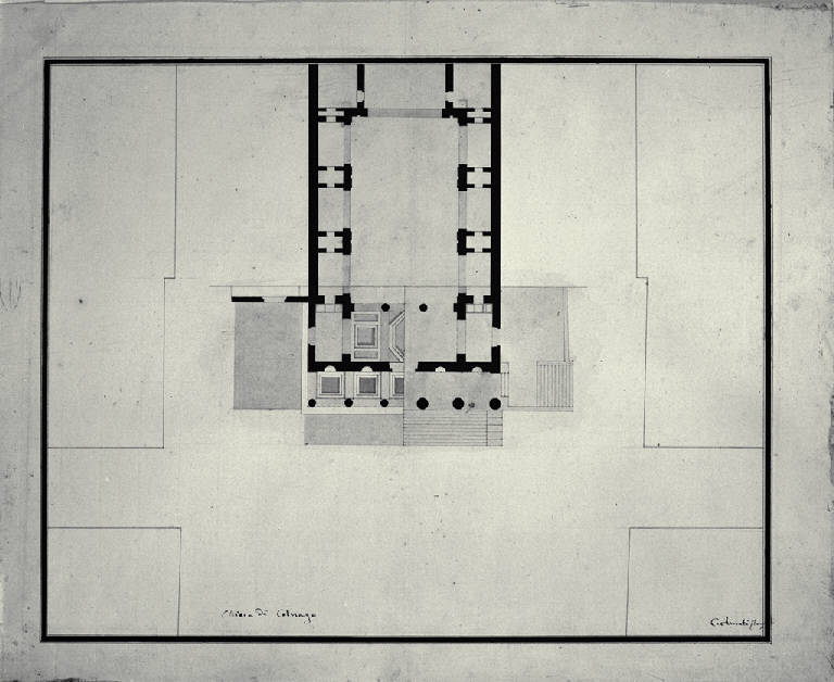 Pianta della chiesa di S. Alessandro a Colnago (disegno) di Amati, Carlo (sec. XIX)