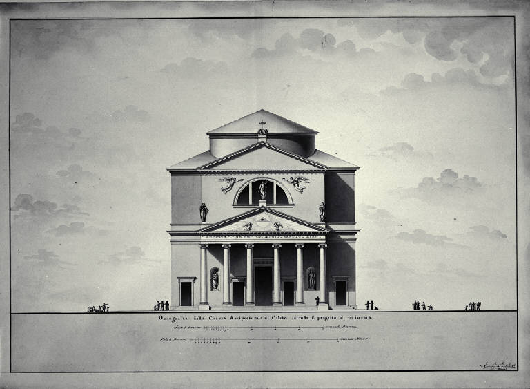 Prospetto della chiesa di S. Vittore a Calcio (disegno) di Amati, Carlo (sec. XIX)