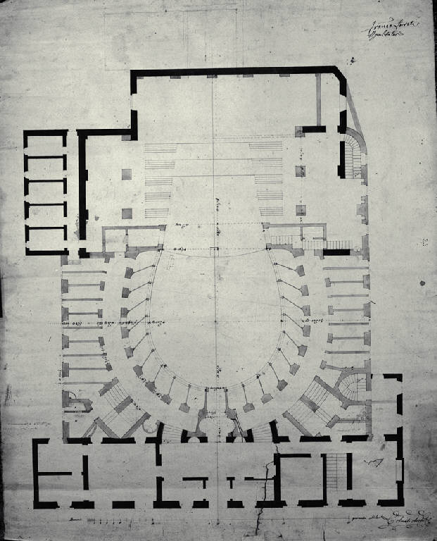 Pianta definitiva del Teatro di Monza (disegno) di Amati, Carlo (sec. XIX)