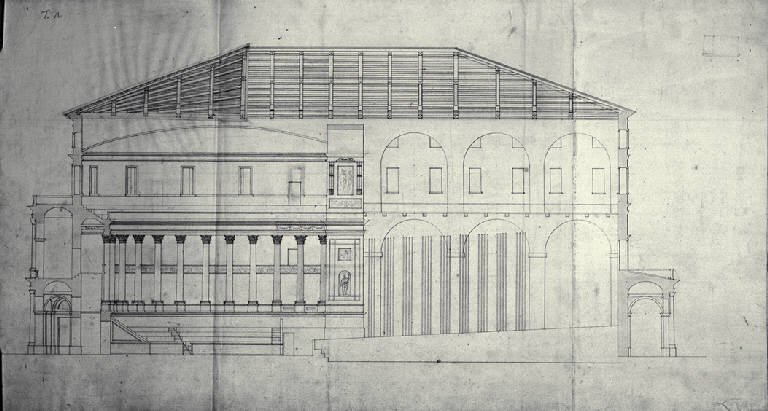 Sezione longitudinale di un teatro diurno e notturno (disegno) di Amati, Marco (sec. XIX)