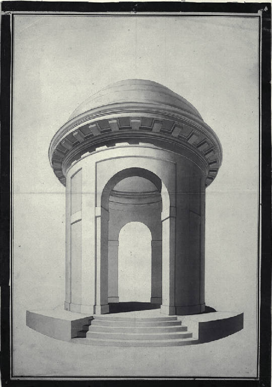 Veduta prospettica di padiglione rotondo (disegno) di Amati, Carlo (fine sec. XVIII)