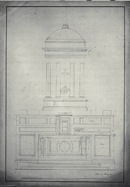 Prospetto dell'altare della chiesa di S. Giorgio a Rovagnate (disegno) di Amati, Carlo (sec. XIX)