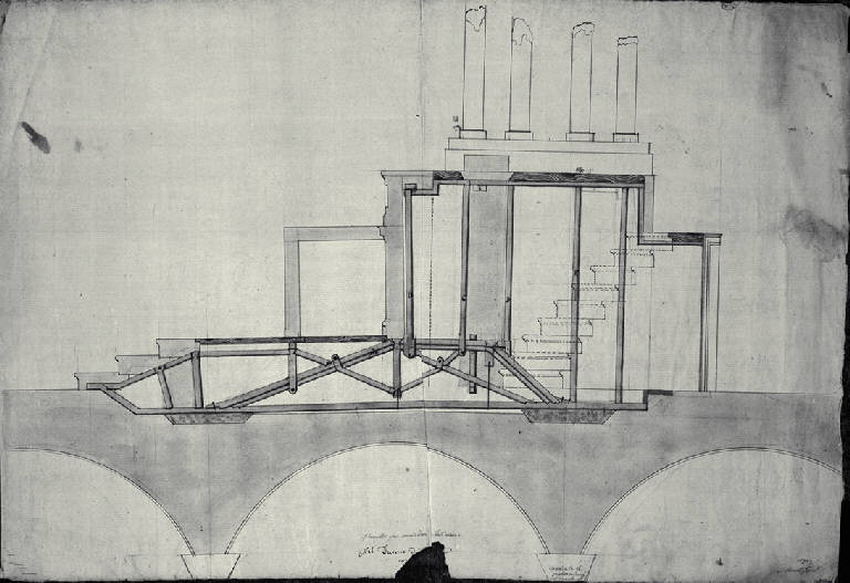Sezione trasversale dell'altare maggiore del Duomo di Monza (disegno) di Amati, Carlo (fine sec. XVIII)