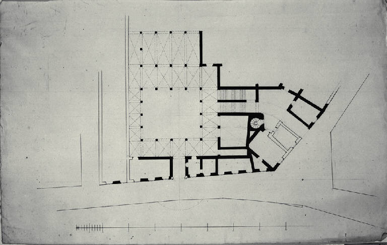 Pianta parziale di Palazzo Archinto a Milano (già Contrada dell'Olmetto 1351) (disegno) di Amati, Carlo (sec. XIX)