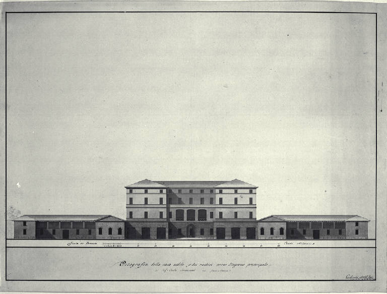 Prospetto della Villa Sormani a Pomelasca (disegno) di Amati, Carlo (sec. XIX)