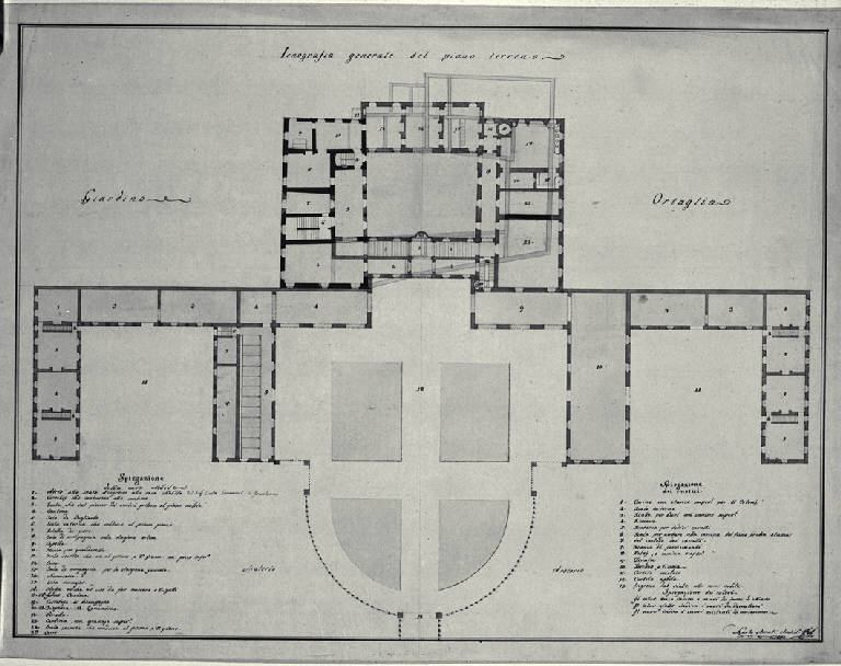 Pianta della Villa Sormani a Pomelasca (disegno) di Amati, Carlo (sec. XIX)