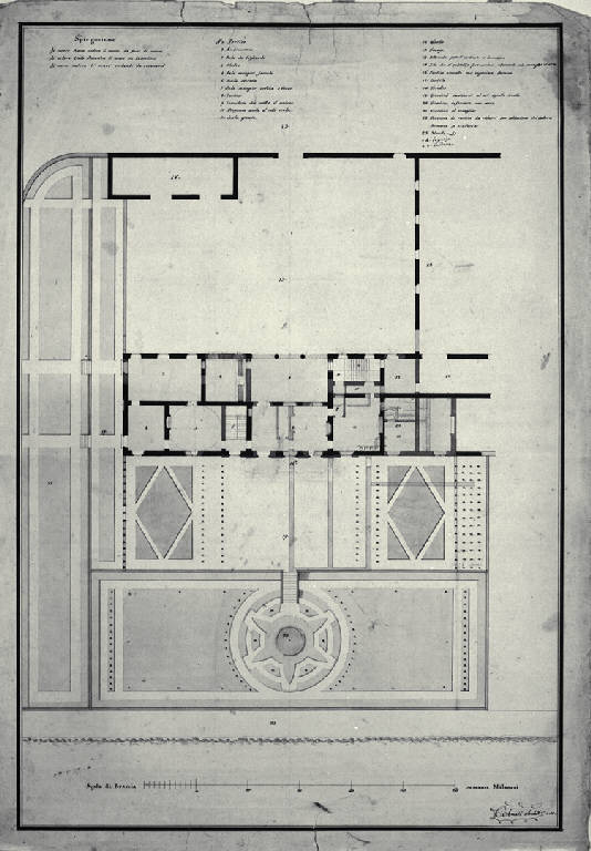 Pianta del primo progetto della Villa Casnati a Casnate (disegno) di Amati, Carlo (sec. XIX)