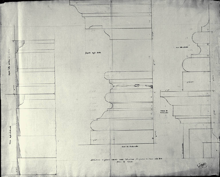 Modanature del portico della chiesa di S. Maria presso S. Celso a Milano (disegno) di Amati, Carlo (sec. XIX)