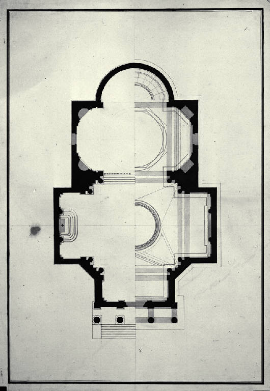 Pianta di chiesa con pronao (disegno) di Amati, Carlo (fine sec. XVIII)