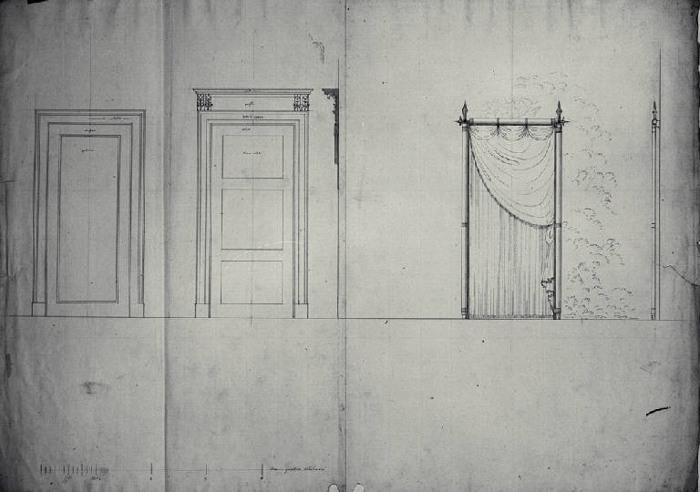 Prospetti e sezioni di porte della Villa Durini a Fabbrica (?) (disegno) di Amati, Carlo (sec. XIX)