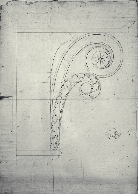 Sezione di mensola per il camino della Villa Durini (detta Cazzola) ad Arcore (disegno) di Amati, Carlo (sec. XIX)