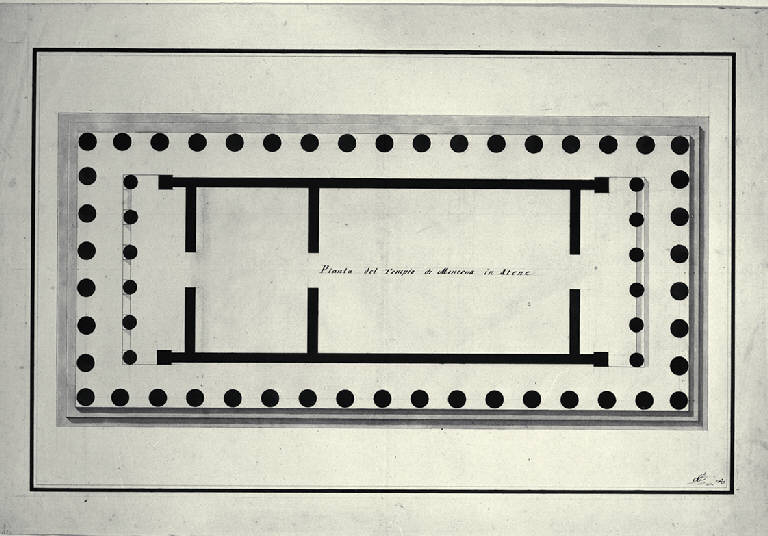 Pianta del tempio di Minerva (Partenone) in Atene (disegno) di Amati, Carlo (sec. XIX)