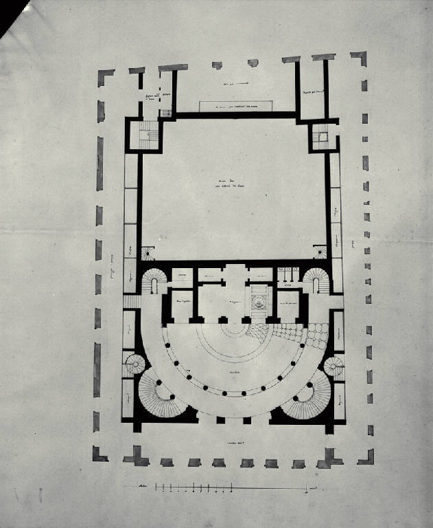 Pianta del Teatro di Lione (ridisegno) di Amati, Carlo (sec. XIX)