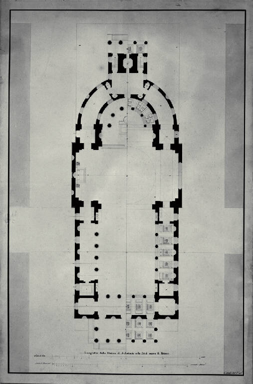 Pianta della chiesa di S. Antonio Nuovo a Trieste (disegno) di Amati, Carlo (sec. XIX)