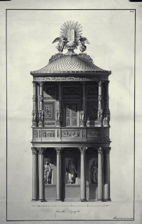 Prospetto di un pulpito (disegno) di Amati, Marco (sec. XIX)