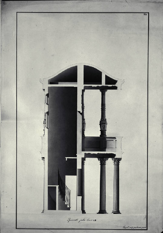 Sezione di un pulpito (disegno) di Amati, Marco (sec. XIX)