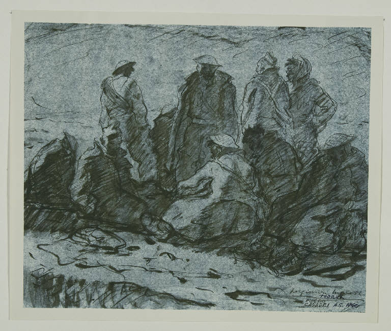 Prigionieri inglesi (Tobruk A.S.) (disegno) di Casadei, Maceo (sec. XX)