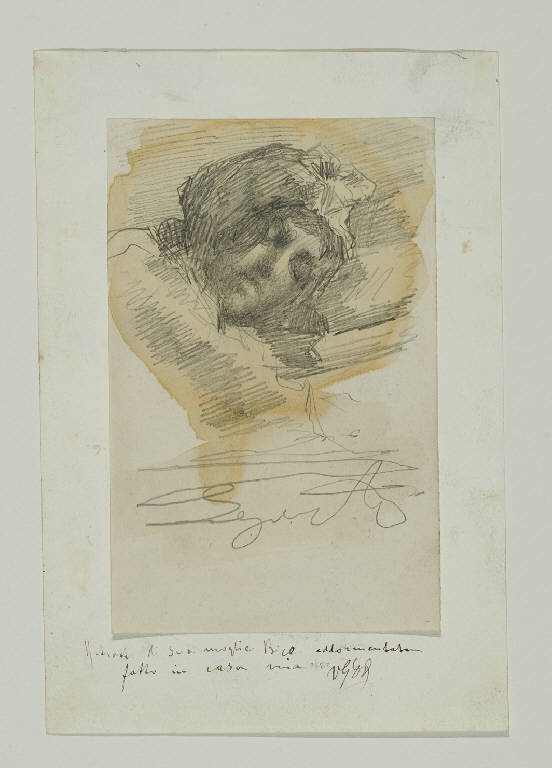 Ritratto di Bice Segantini addormentata, La moglie dormiente (disegno) di Segantini, Giovanni (sec. XIX)