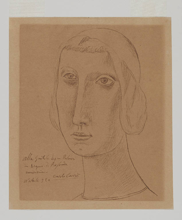 La signora Palmer, Testa femminile (disegno) di Carrà, Carlo (sec. XX)