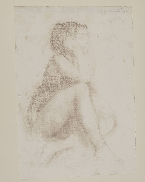 Donna seduta verso destra (disegno) di Salvadori, Aldo (sec. XX)