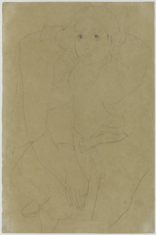 Ragazza seduta (disegno) di Schiele, Egon (sec. XX)