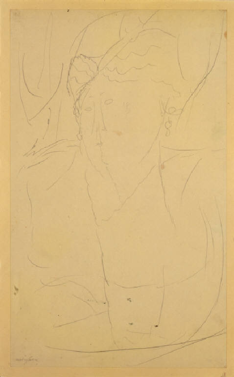 Signora con cappello (disegno) di Modigliani, Amedeo (sec. XX)