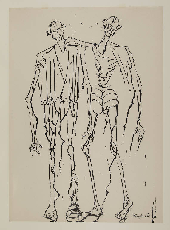 Assieme, in attesa della morte (disegno) di Barbieri, Agostino (sec. XX)