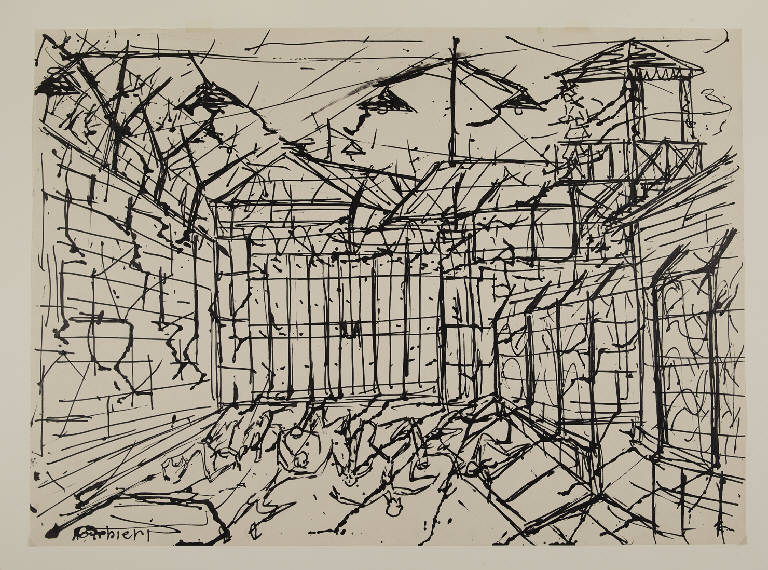 Interno del campo (disegno) di Barbieri, Agostino (sec. XX)