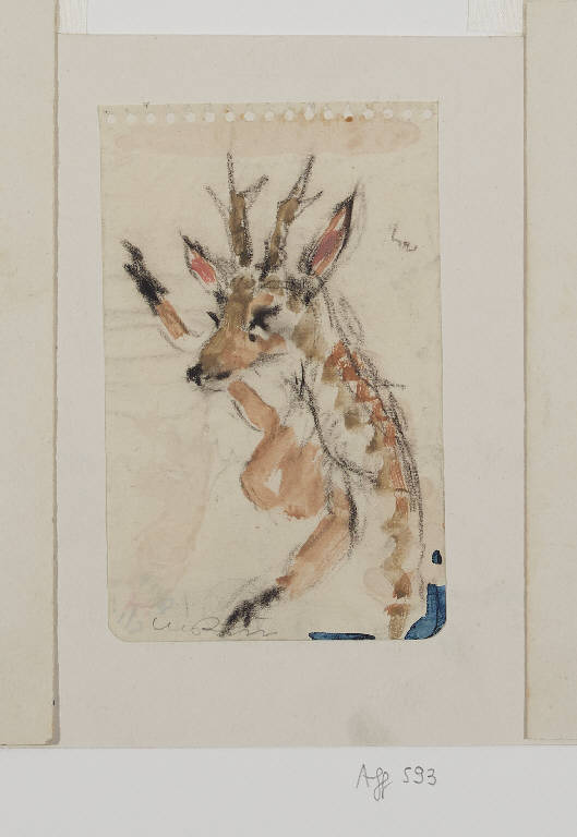 Décor di Teresa nel bosco n. 14, Studio per la danza del giovane cervo (disegno) di Tibertelli, Filippo detto De Pisis Filippo (sec. XX)