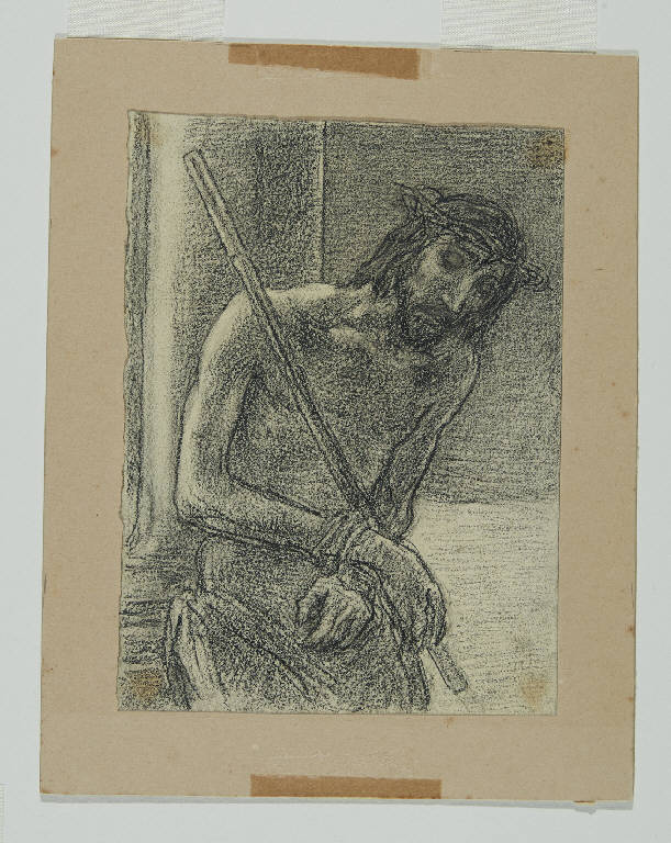 Via crucis. Stazione I, Gesù incoronato di spine (disegno) di Previati, Gaetano (sec. XX)