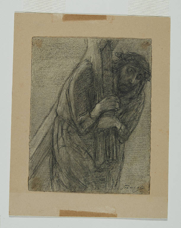 Via crucis. Stazione II, Gesù caricato della croce (disegno) di Previati, Gaetano (sec. XX)