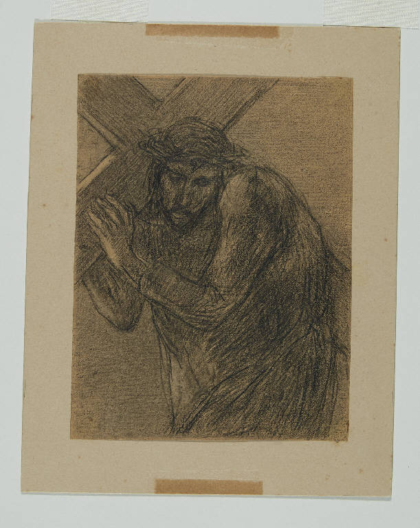 Via crucis. Stazione II, Gesù caricato della croce (disegno) di Previati, Gaetano (sec. XX)