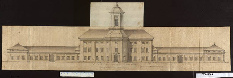 Prospetto del palazzo e delle stalle a Neu-Kaunitz (disegno) di Martinelli, Domenico (sec. XVII)