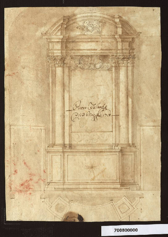 Pianta e prospetto dell'altare di palazzo Talenti a Lucca (disegno) - ambito toscano (sec. XVIII)
