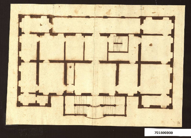 Pianta per il piano nobile della villa Sardini a Pieve Santo Stefano (disegno) - ambito lucchese (sec. XVIII)