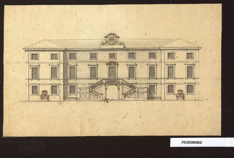 Prospetto principale per la villa Sardini a Pieve Santo Stefano (disegno) - ambito lucchese (sec. XVIII)