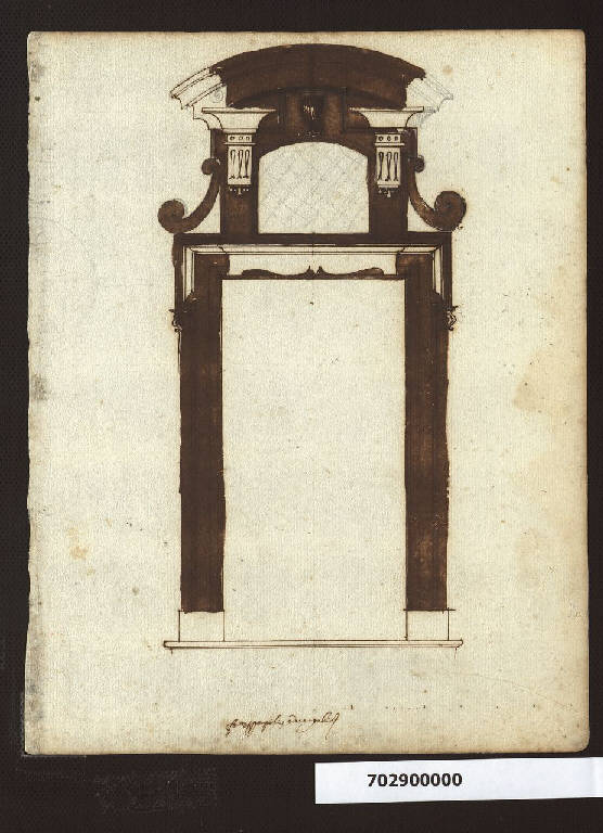 Prospetto di porta per Pompilio Evangelisti (disegno) di Mola, Giovan Battista (sec. XVII)